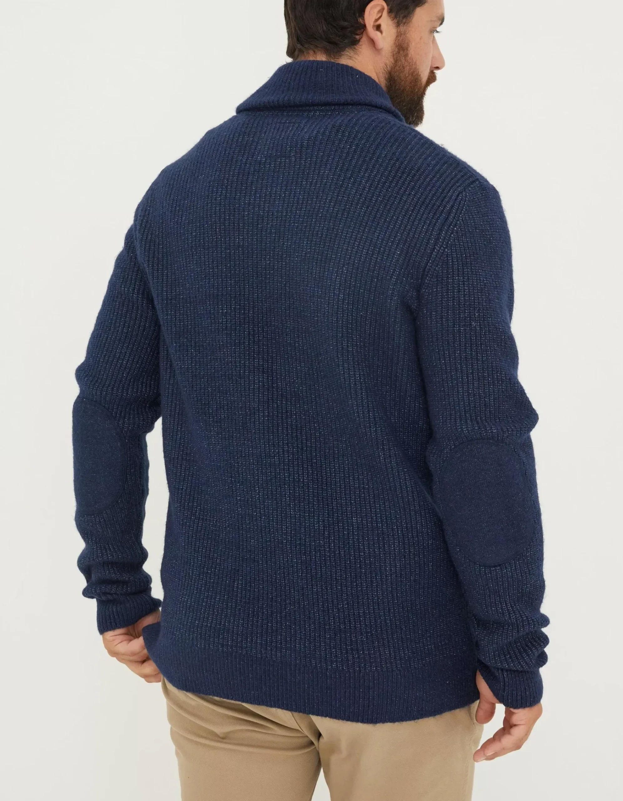Men FatFace Knitwear|Calder Shawl Neck Jumper