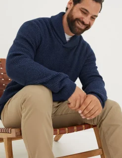 Men FatFace Knitwear|Calder Shawl Neck Jumper