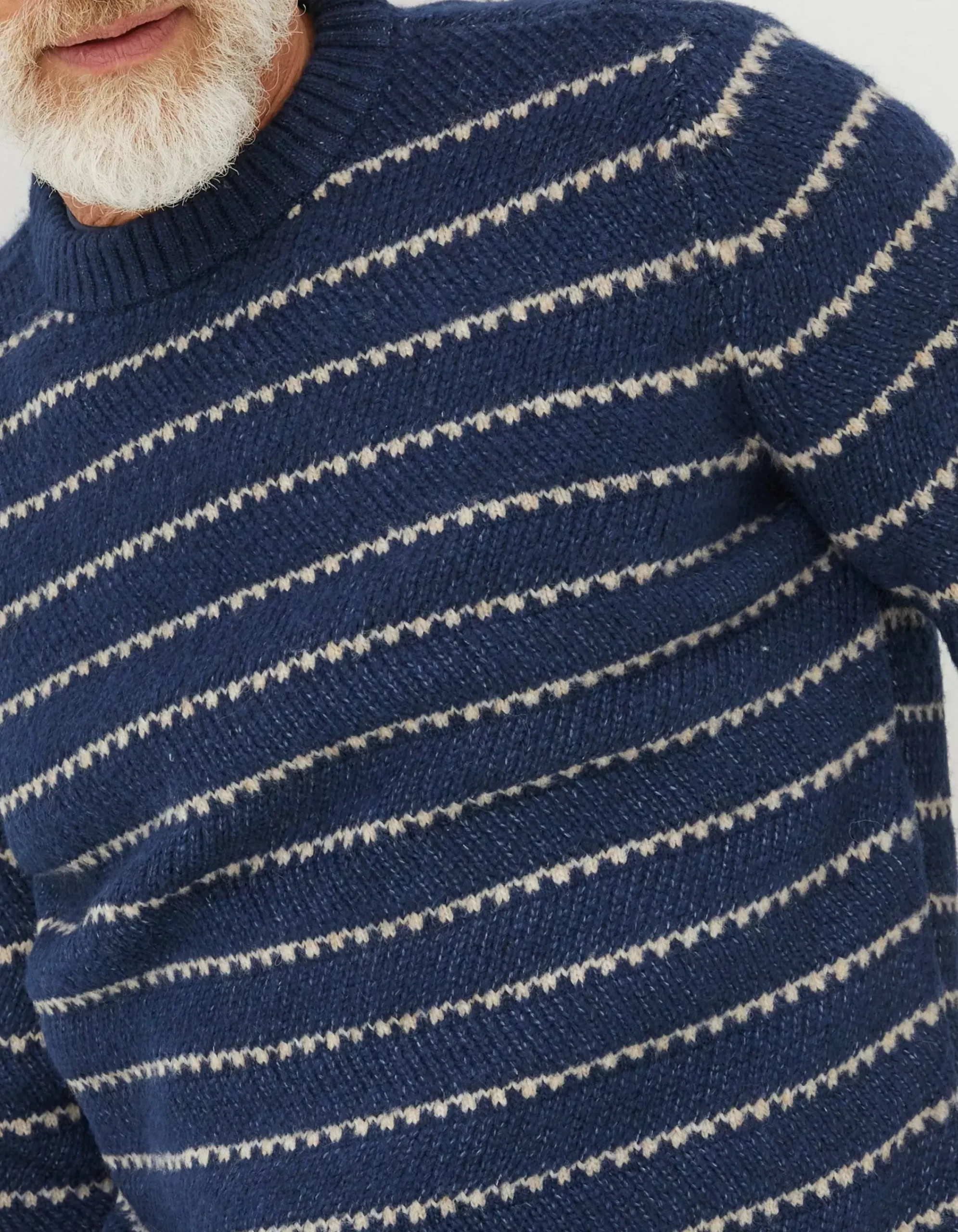 Men FatFace Knitwear|Calder Stripe Crew Jumper