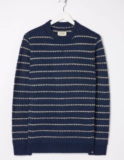 Men FatFace Knitwear|Calder Stripe Crew Jumper