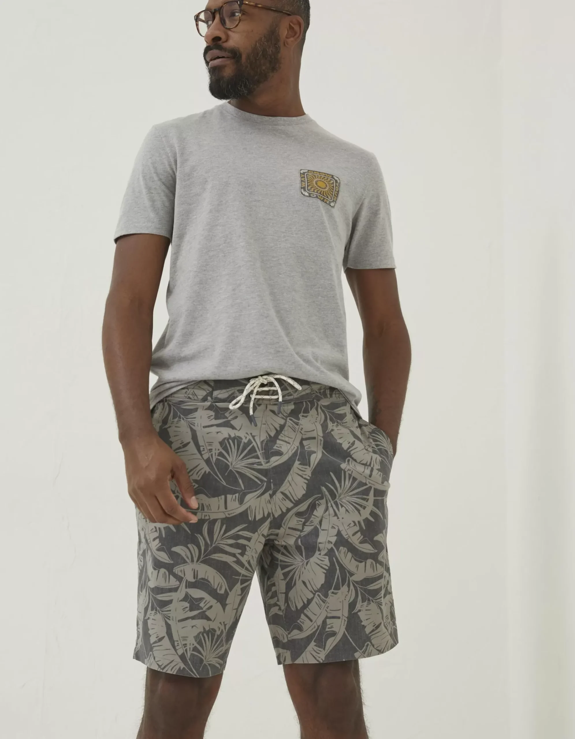 Men FatFace Swimwear|Camber Leaf Print Swim Shorts