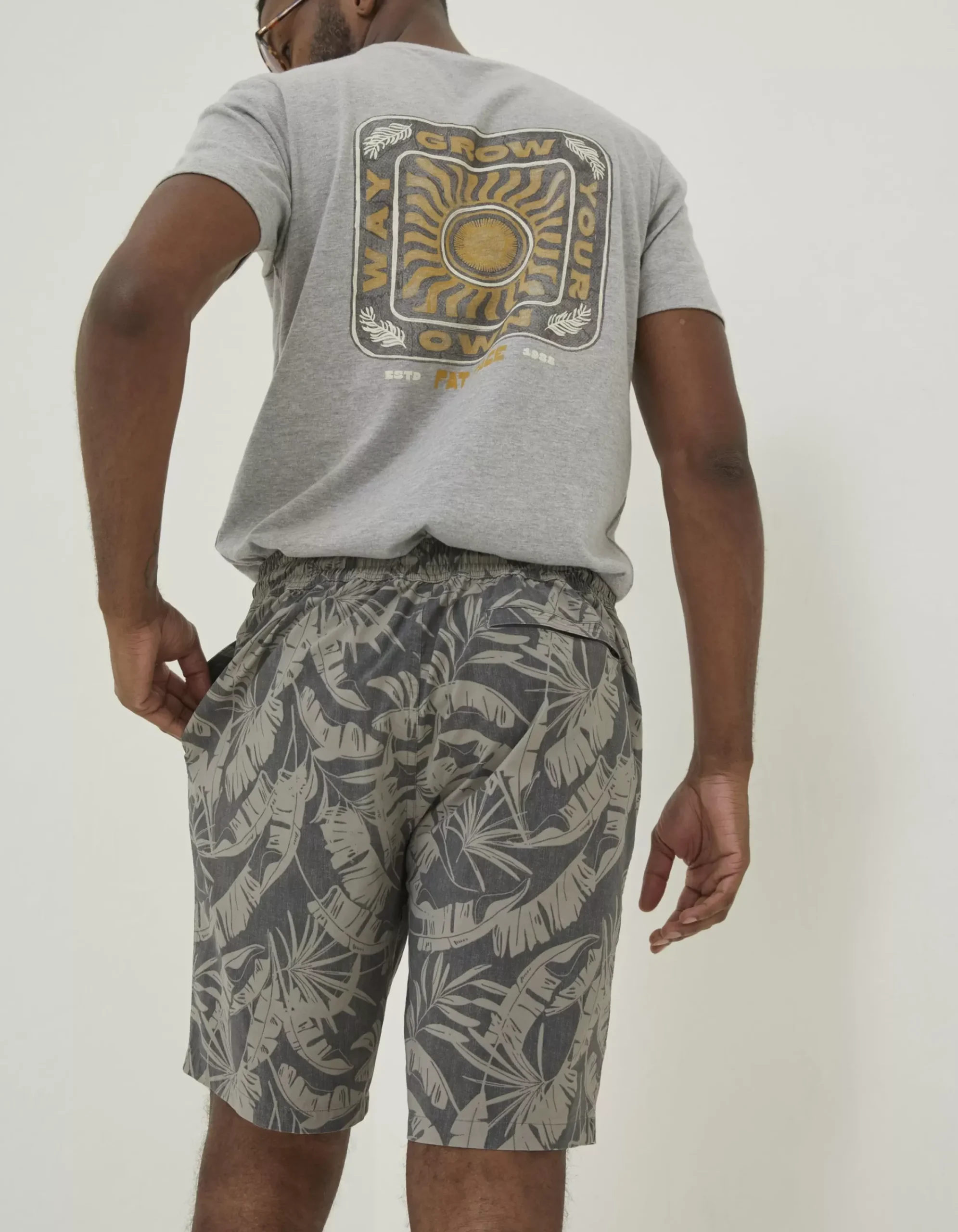Men FatFace Swimwear|Camber Leaf Print Swim Shorts