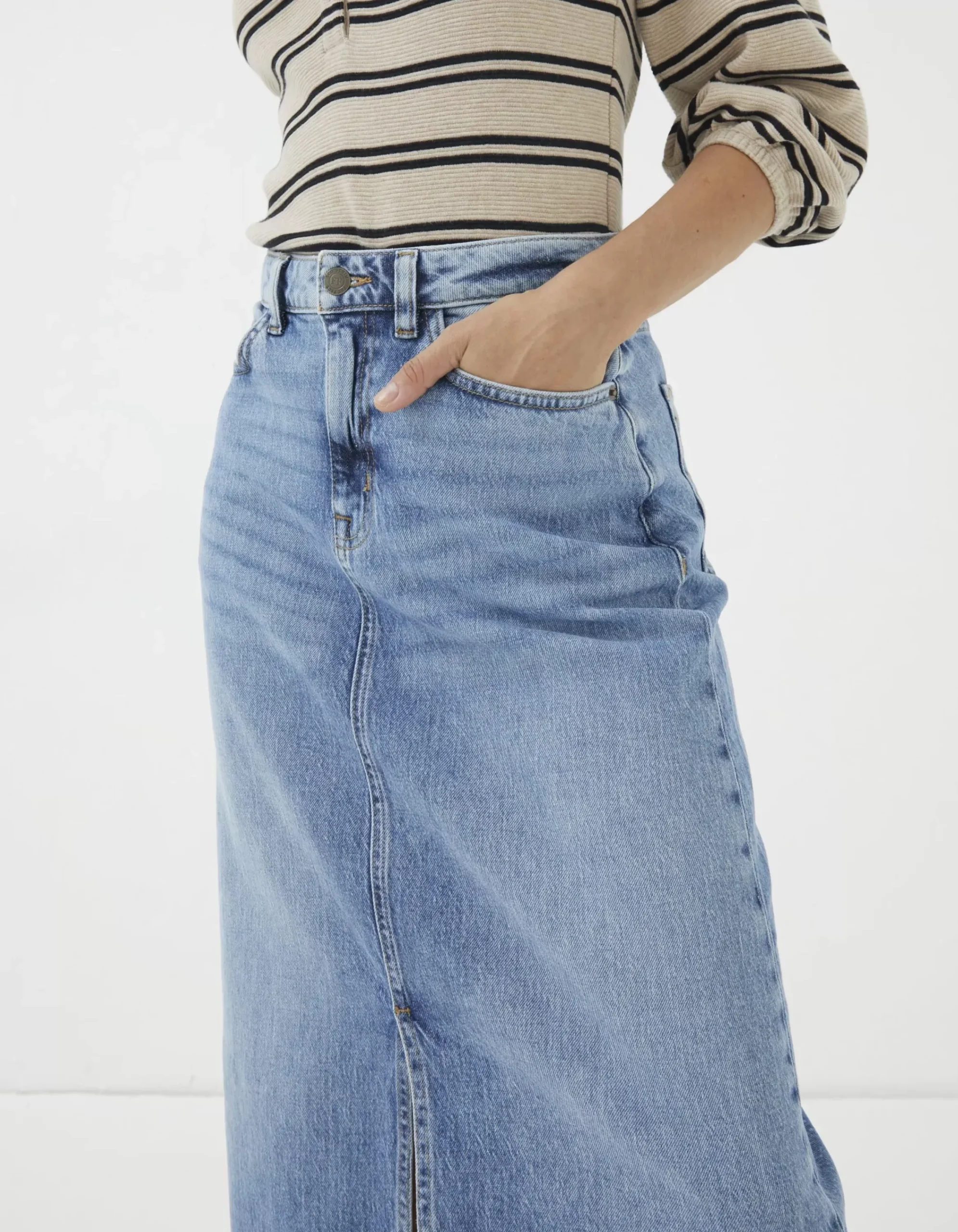 Women FatFace View All|Carla Denim Midi Skirt