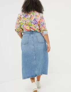 Women FatFace View All|Carla Denim Midi Skirt