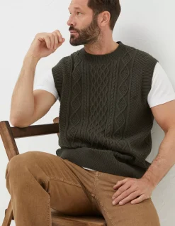 Men FatFace Knitwear|Carter Cable Knitted Tank