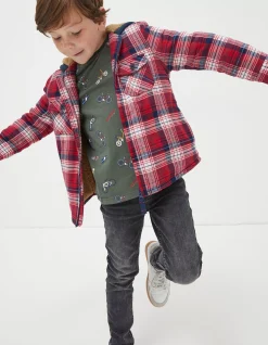 Boys FatFace View All|Check Hooded Shacket