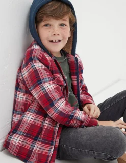 Boys FatFace View All|Check Hooded Shacket