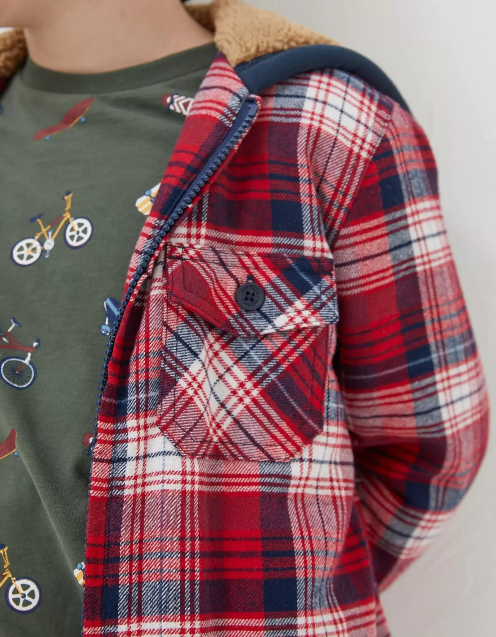 Boys FatFace View All|Check Hooded Shacket