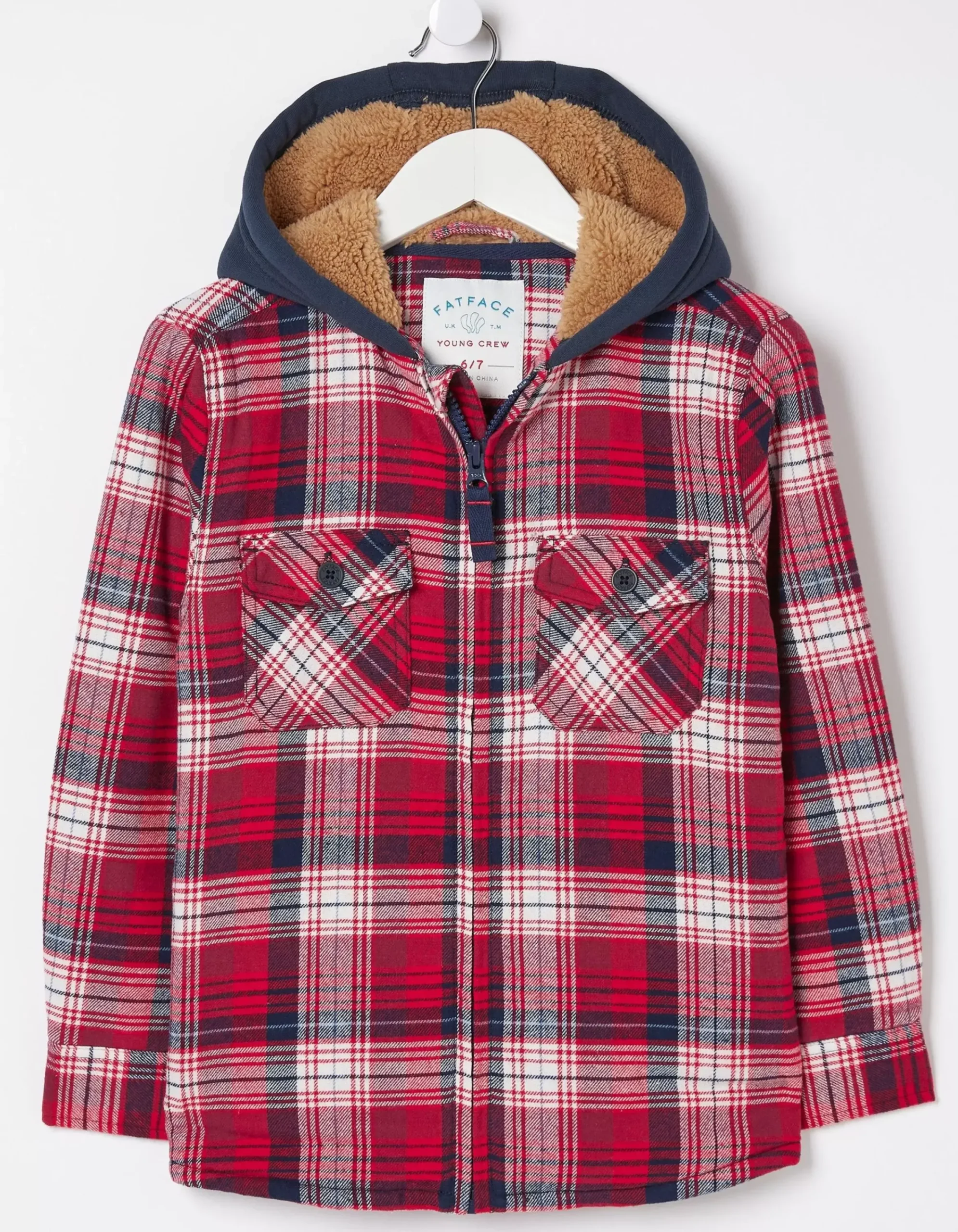 Boys FatFace View All|Check Hooded Shacket