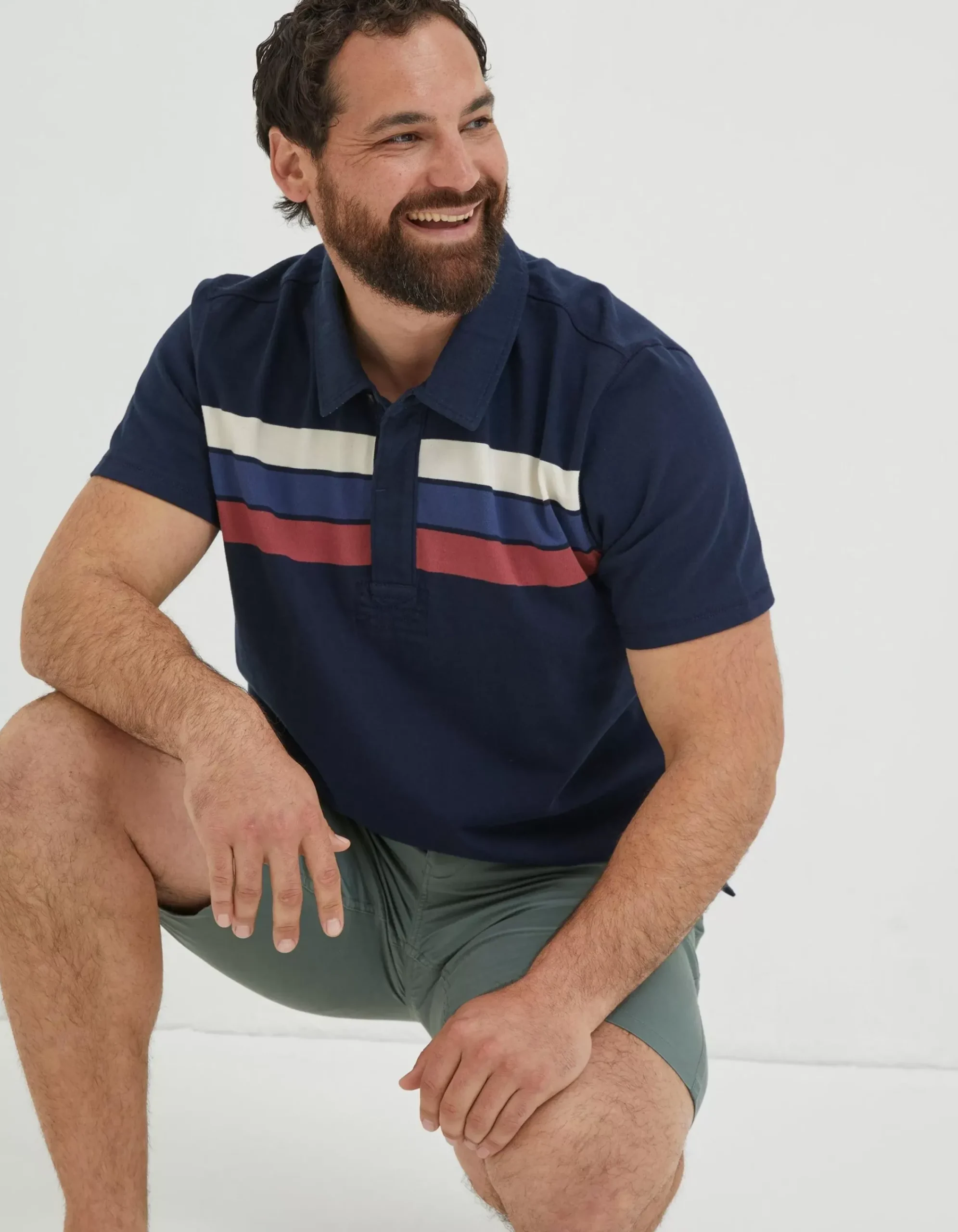Men FatFace T-Shirts|Chest Stripe Rugby