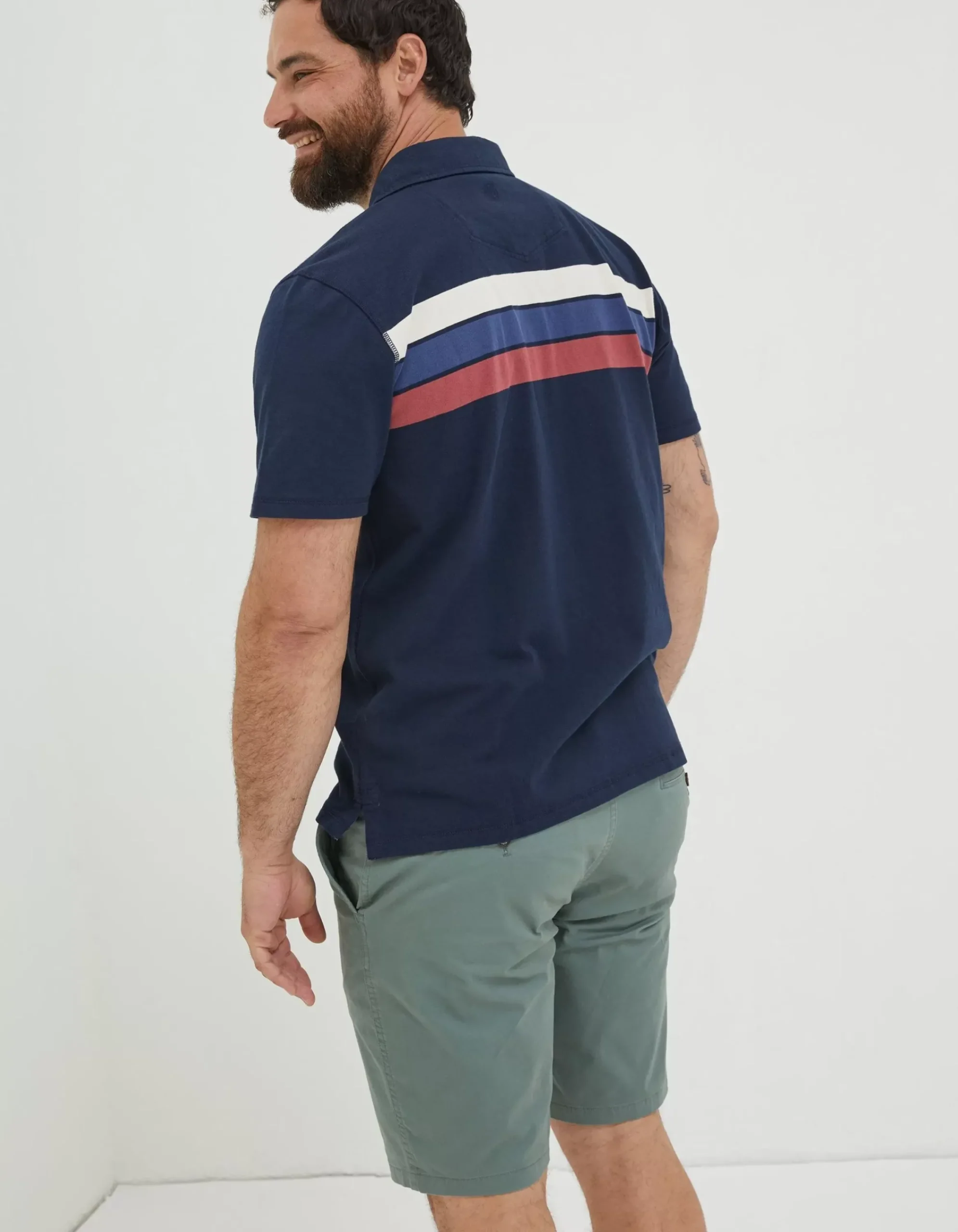 Men FatFace T-Shirts|Chest Stripe Rugby