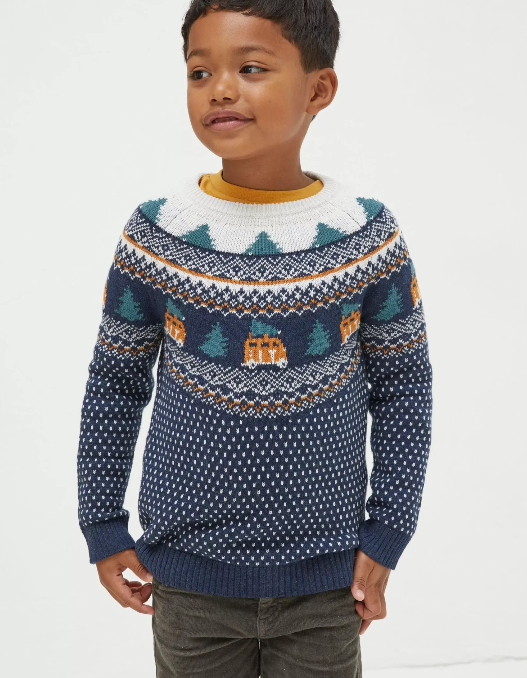 Boys FatFace View All|Christmas Campervan Fairisle Jumper