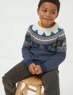 Boys FatFace View All|Christmas Campervan Fairisle Jumper