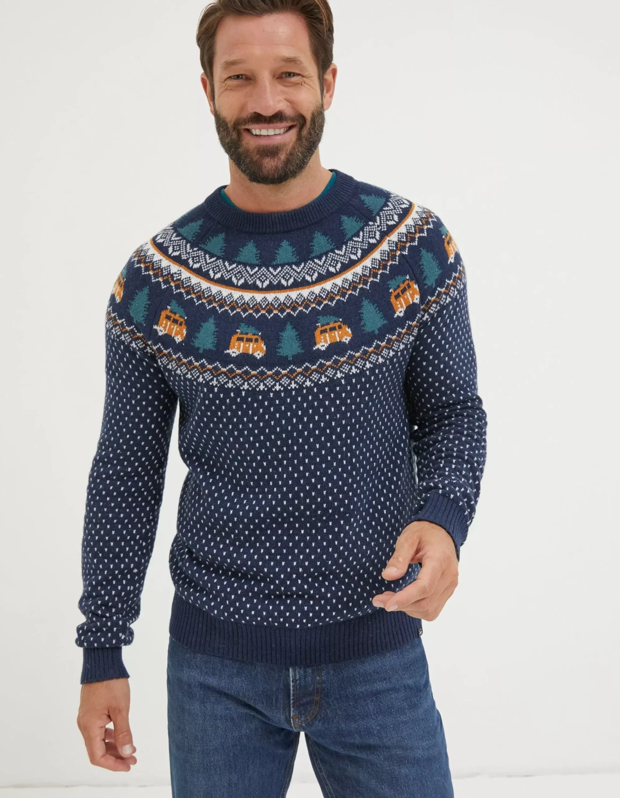 Men FatFace View All|Christmas Campervan Fairisle Jumper