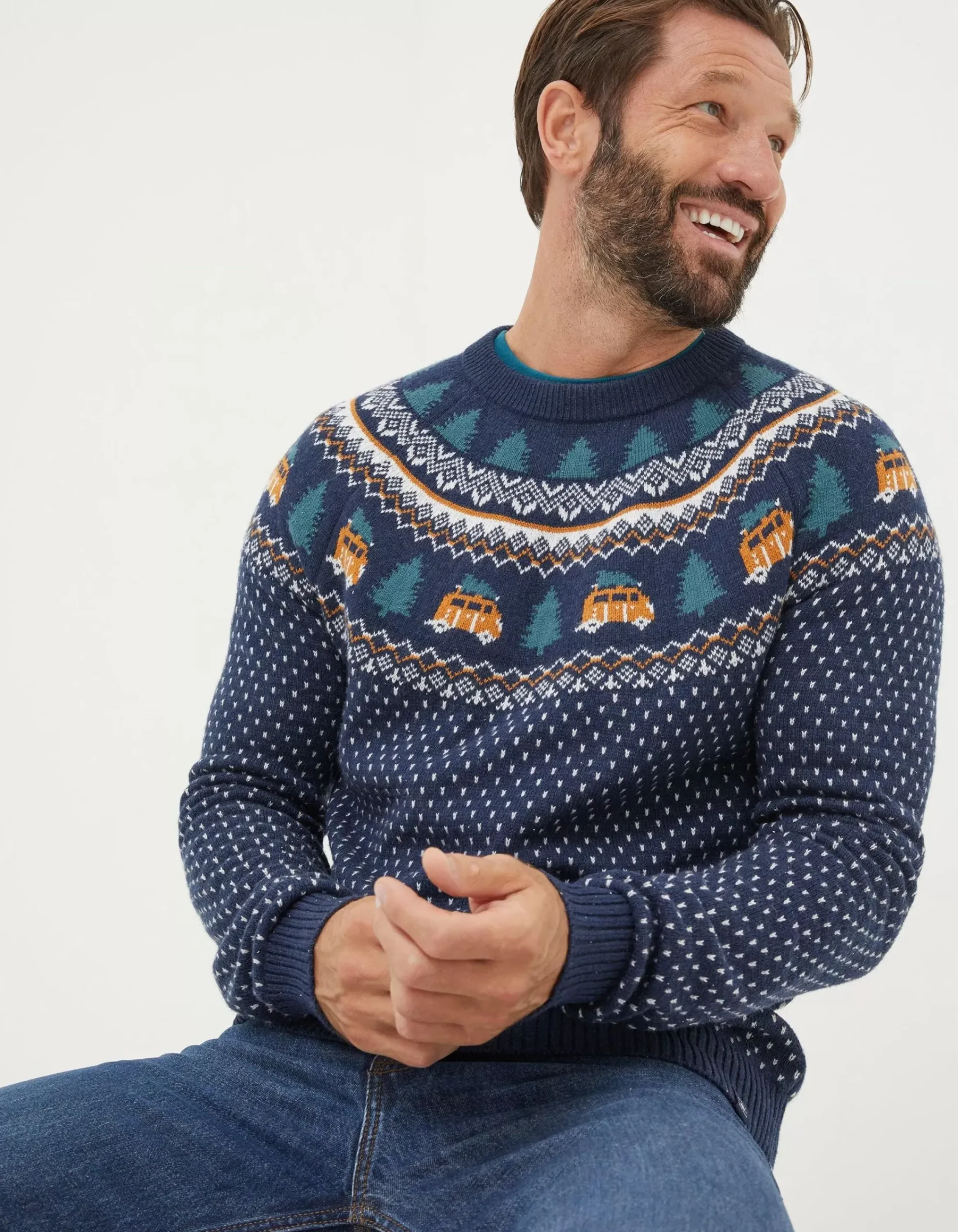 Men FatFace View All|Christmas Campervan Fairisle Jumper