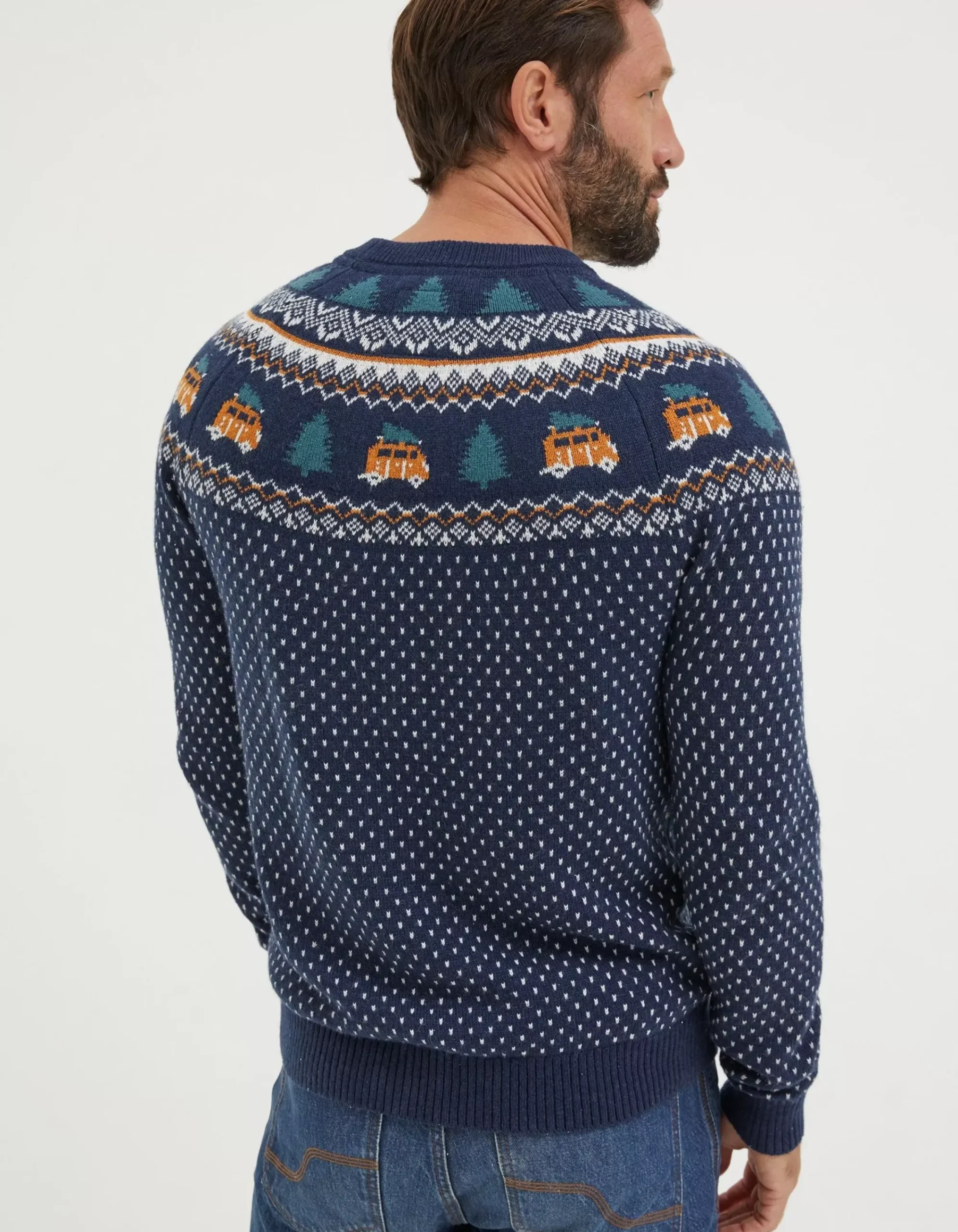 Men FatFace View All|Christmas Campervan Fairisle Jumper