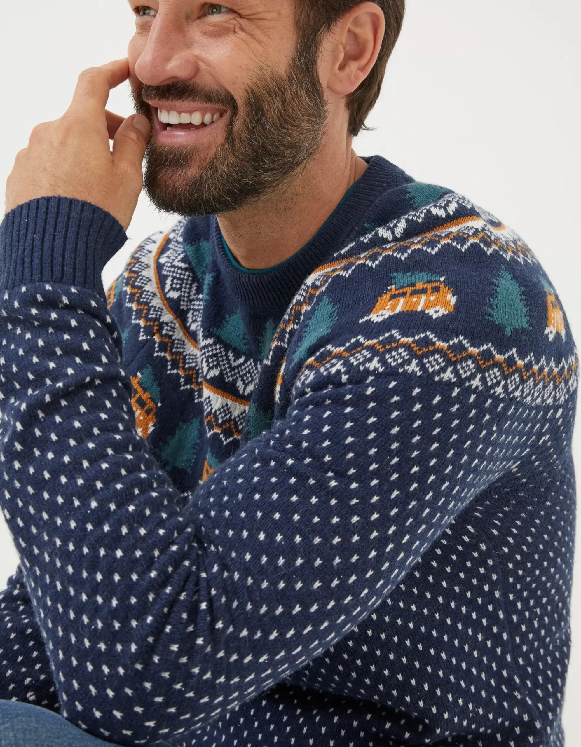 Men FatFace View All|Christmas Campervan Fairisle Jumper