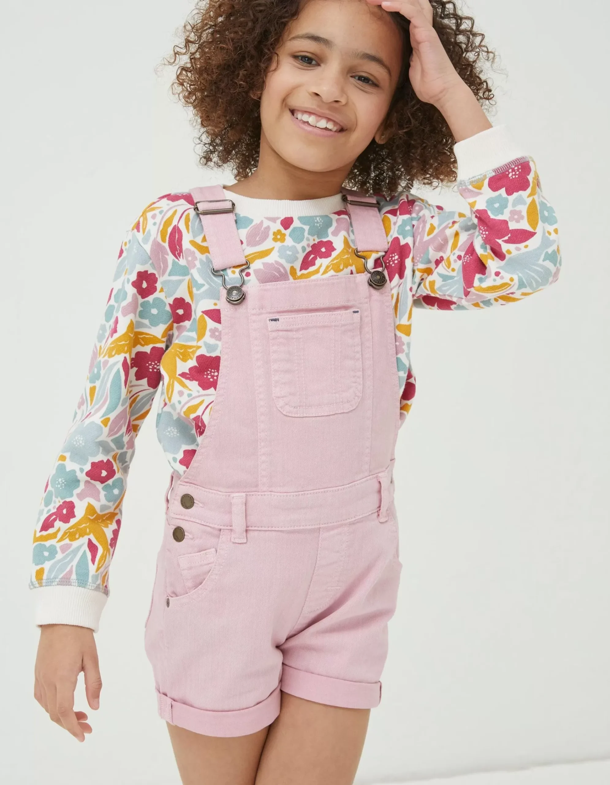 Girls FatFace View All|Coloured Shortie Dungarees