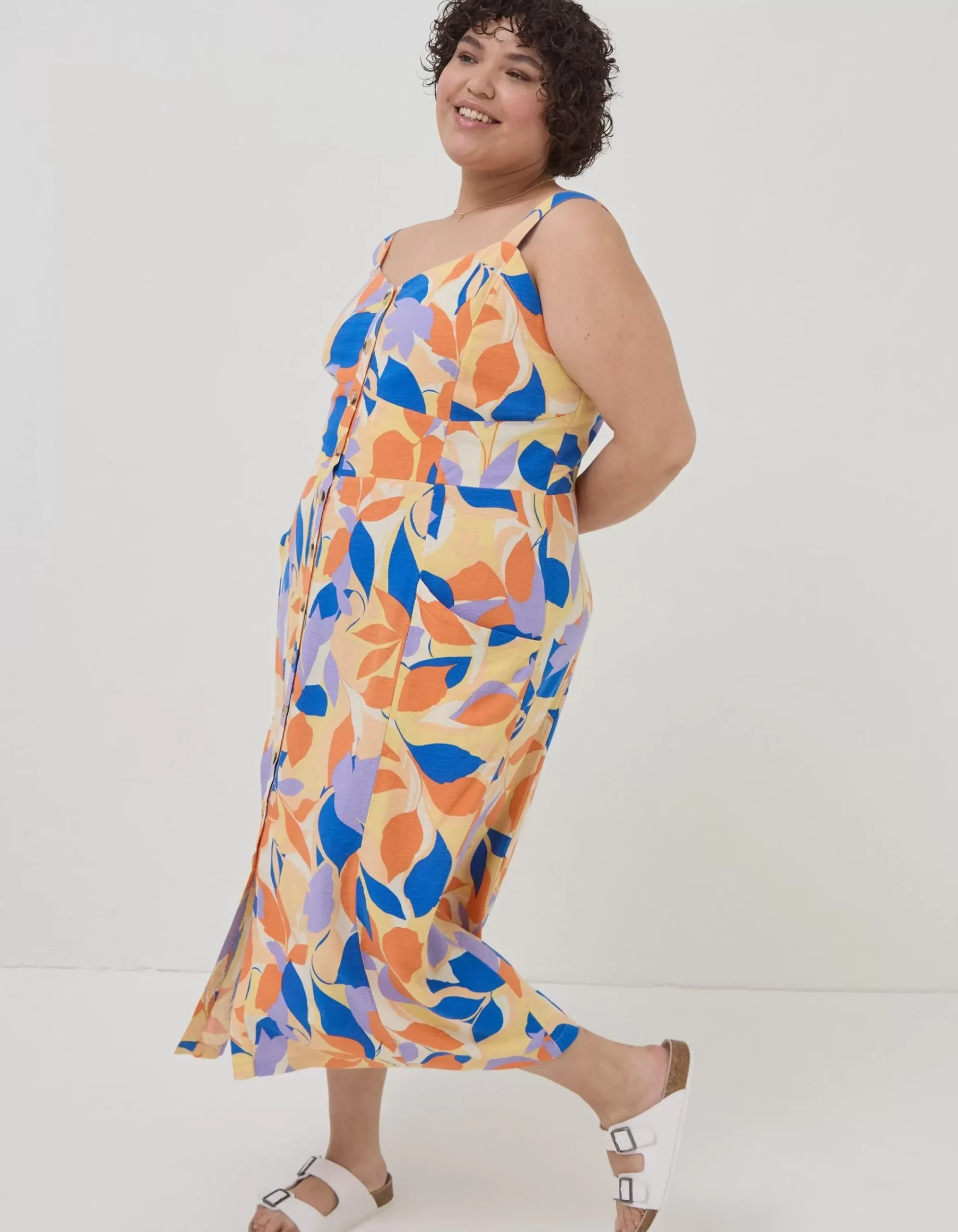 Women FatFace Dresses|Corey Stencil Floral Midi Dress