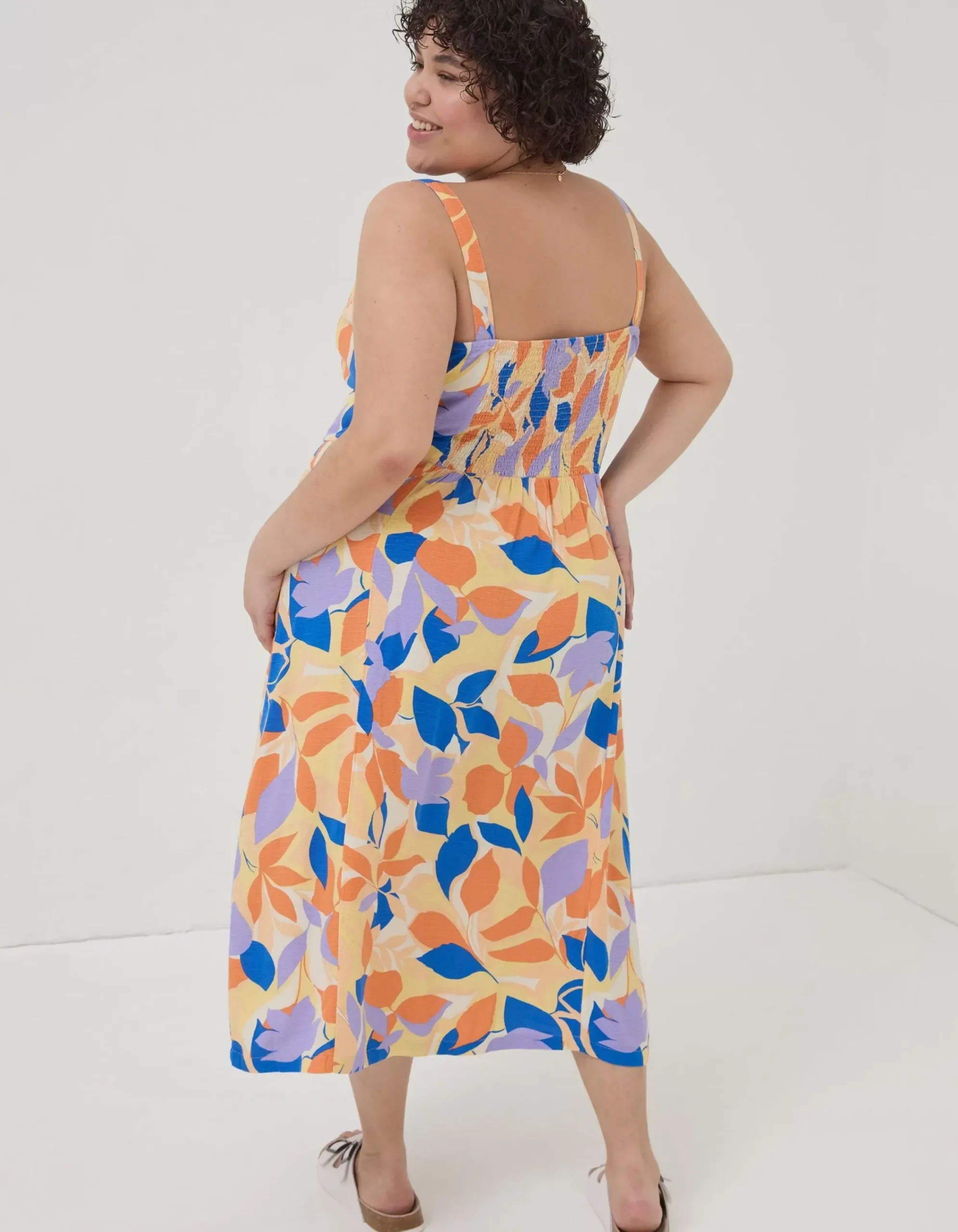 Women FatFace Dresses|Corey Stencil Floral Midi Dress