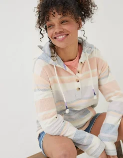 Women FatFace Sweatshirts & Hoodies|Daisy Textured Stripe Hoodie