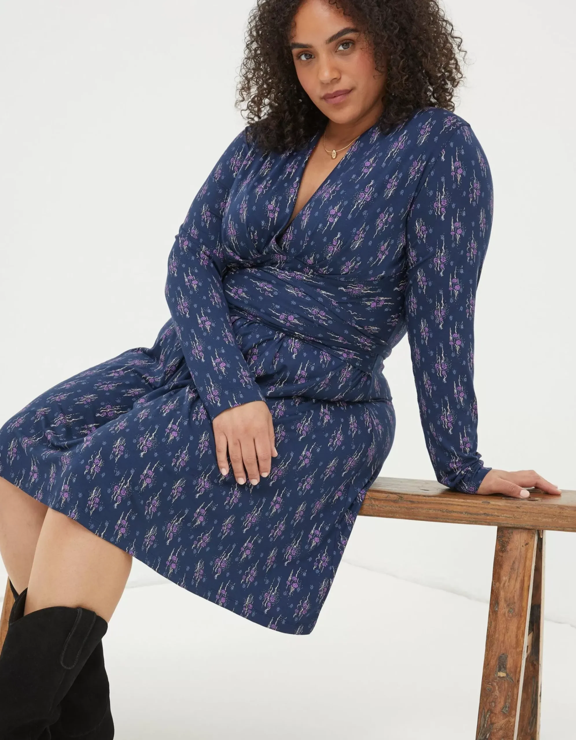 Women FatFace Dresses|Delphine Ink Ditsy Jersey Dress