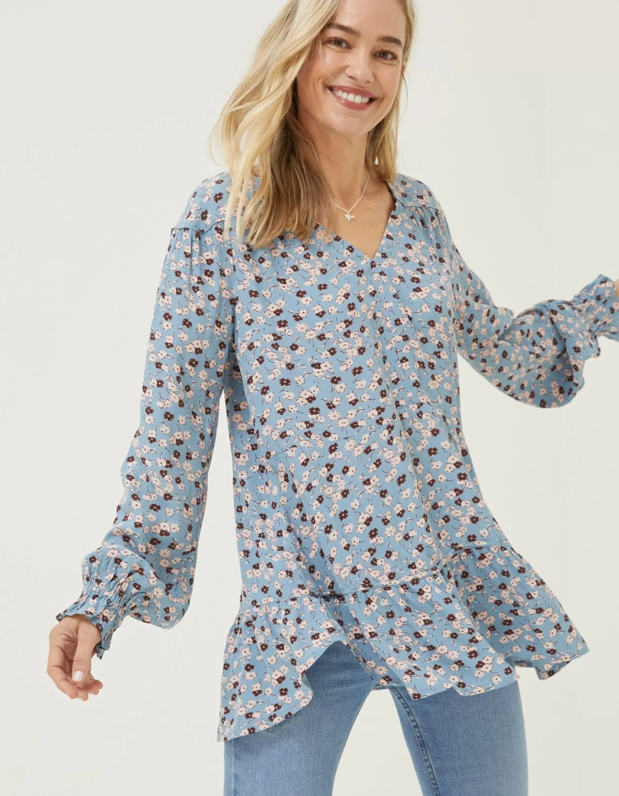 Women FatFace Shirts & Blouses|Dylan Tonal Longline Blouse