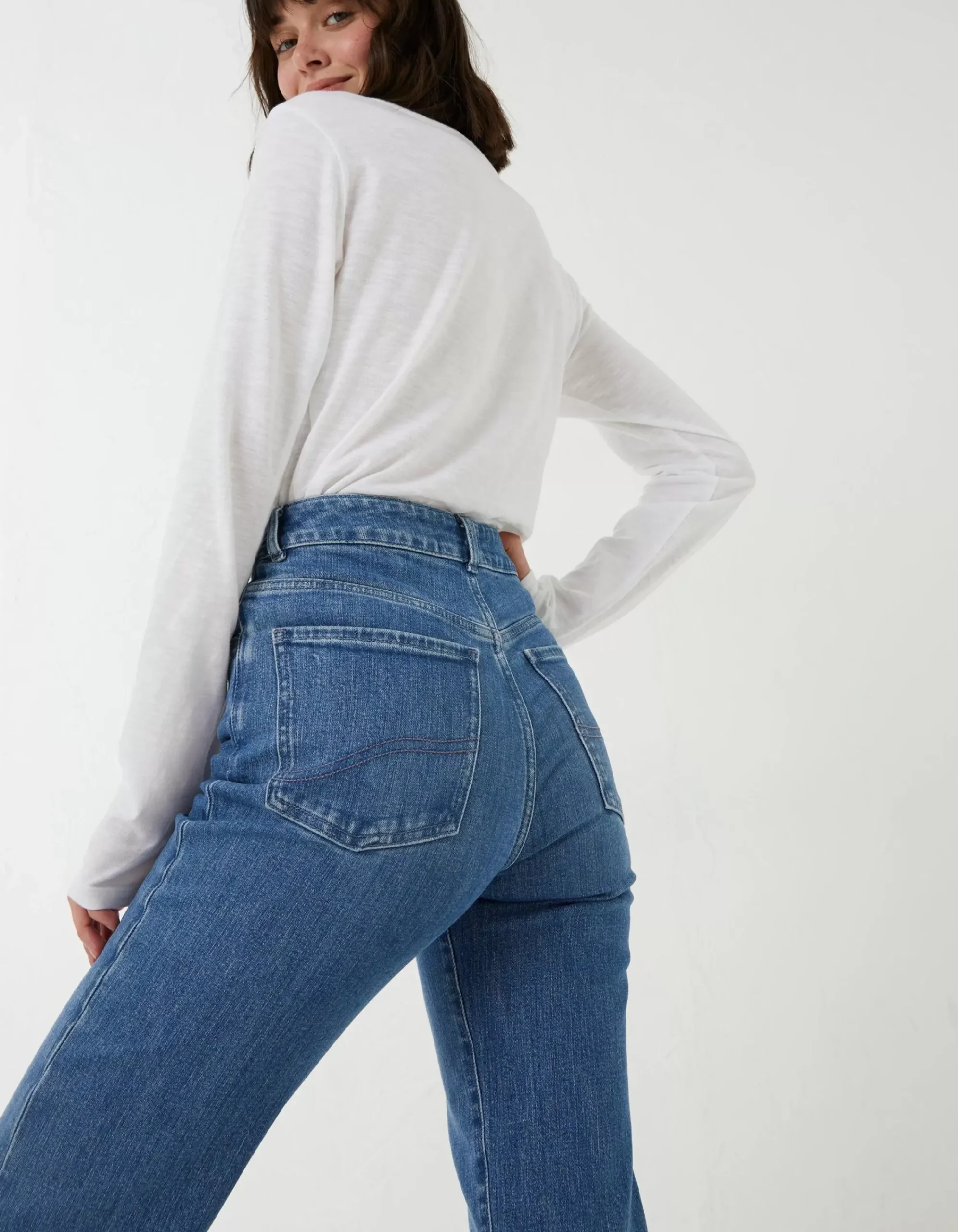 Women FatFace Jeans & Dungarees|Elise Wide Leg Comfort Stretch Jeans
