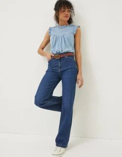 Women FatFace Jeans & Dungarees|Elise Wide Leg Comfort Stretch Jeans