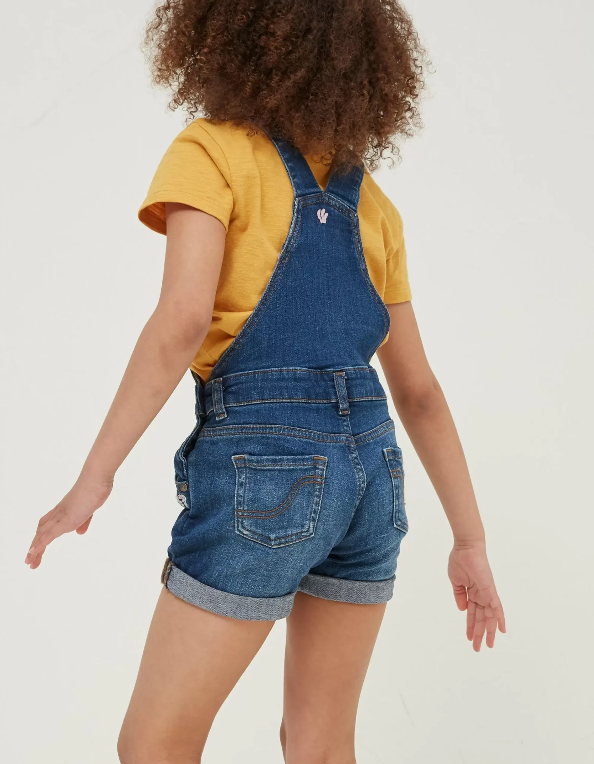 Girls FatFace View All|Embroidered Shortie Dungarees