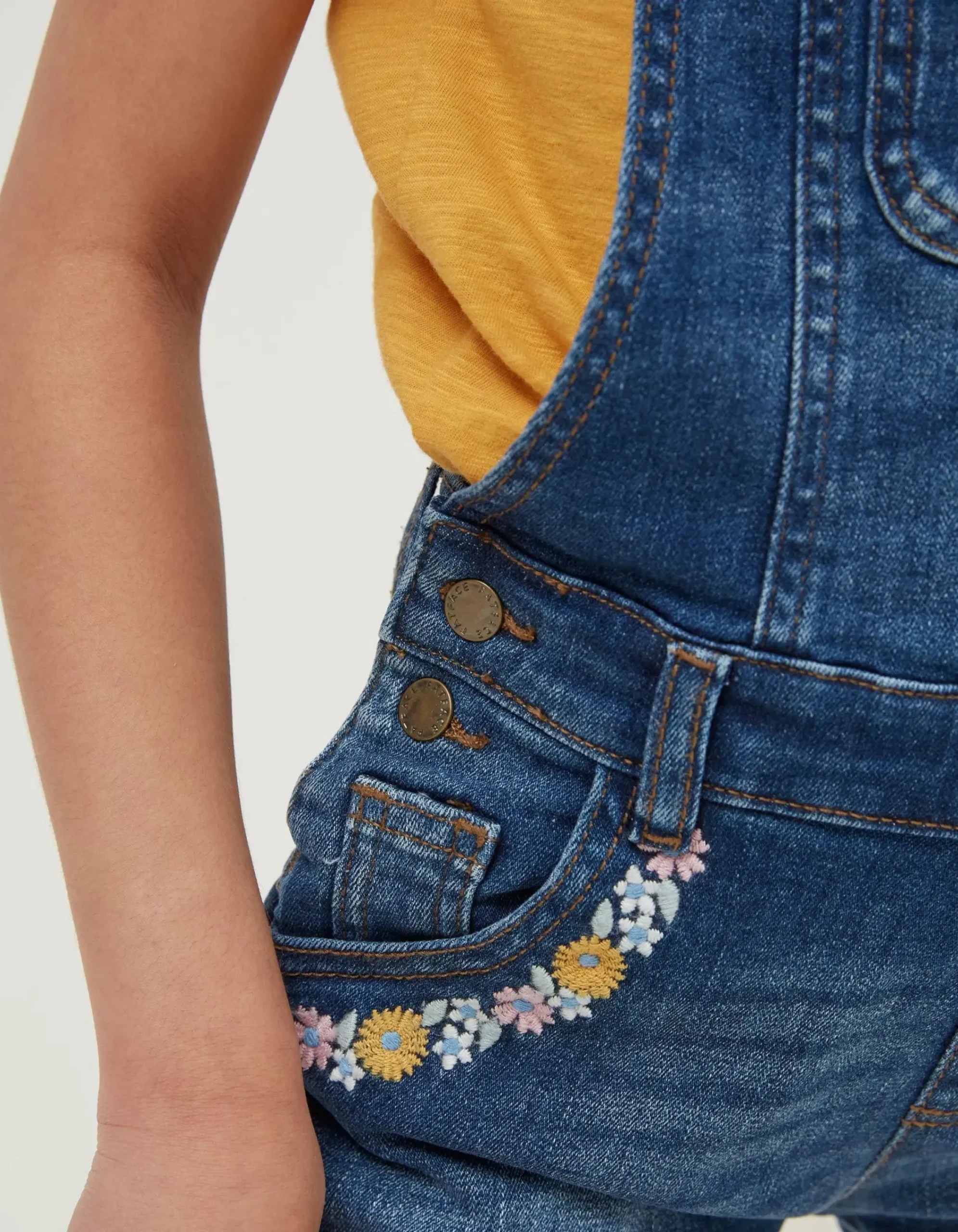 Girls FatFace View All|Embroidered Shortie Dungarees