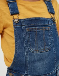 Girls FatFace View All|Embroidered Shortie Dungarees