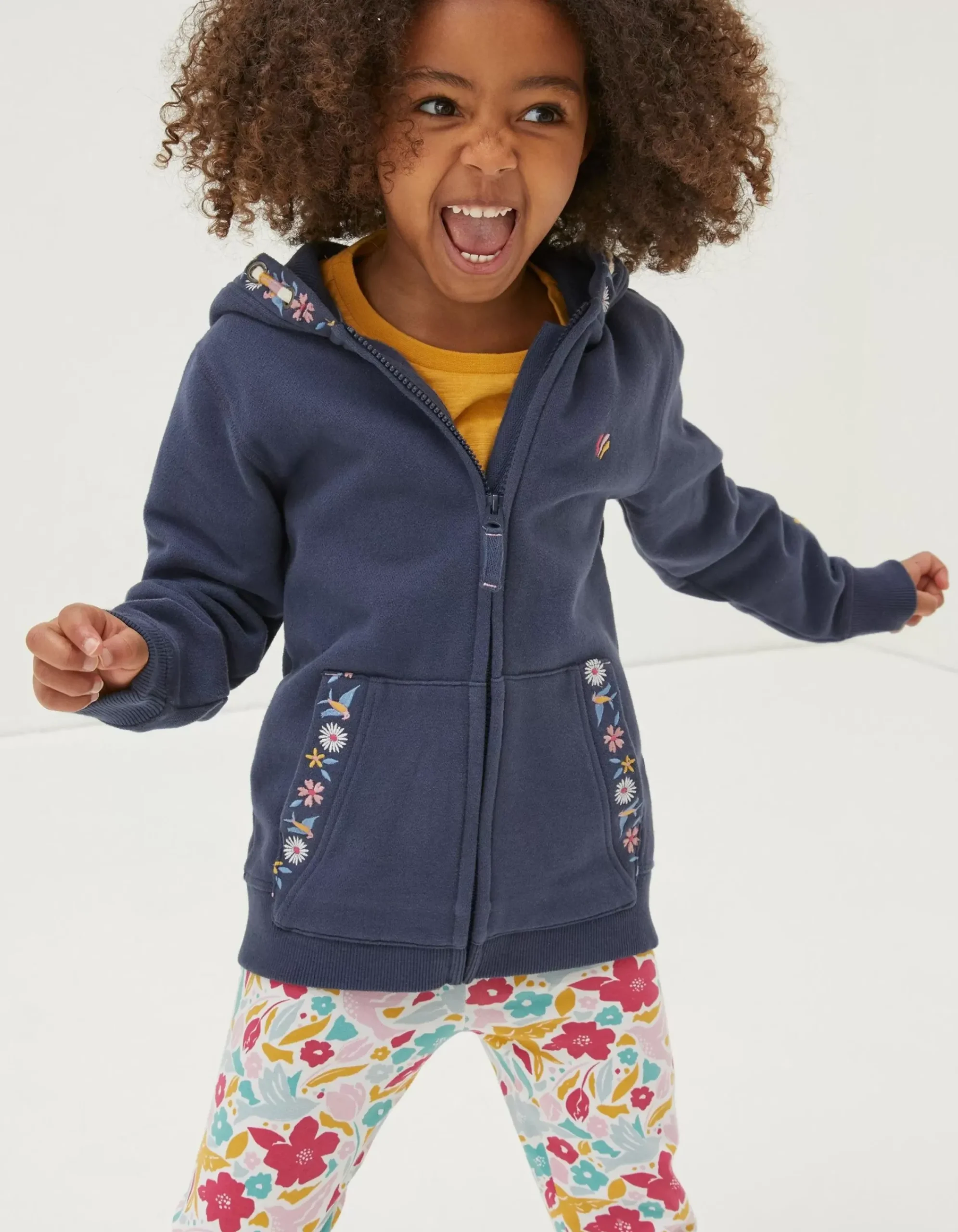Girls FatFace View All|Embroidered Zip Through Hoodie