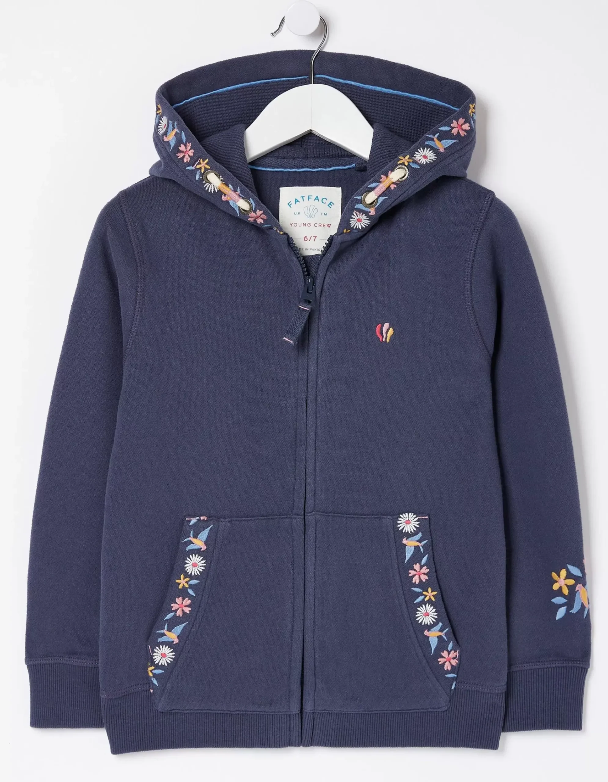 Girls FatFace View All|Embroidered Zip Through Hoodie
