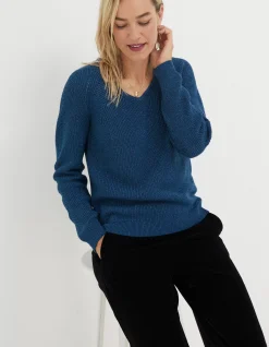 Women FatFace View All|Estelle V Neck Sparkle Jumper