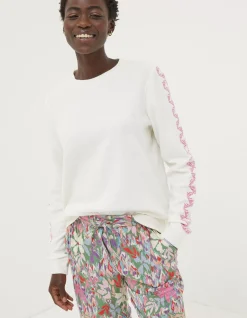 Women FatFace View All|Eve Embroidered Sleeve Top
