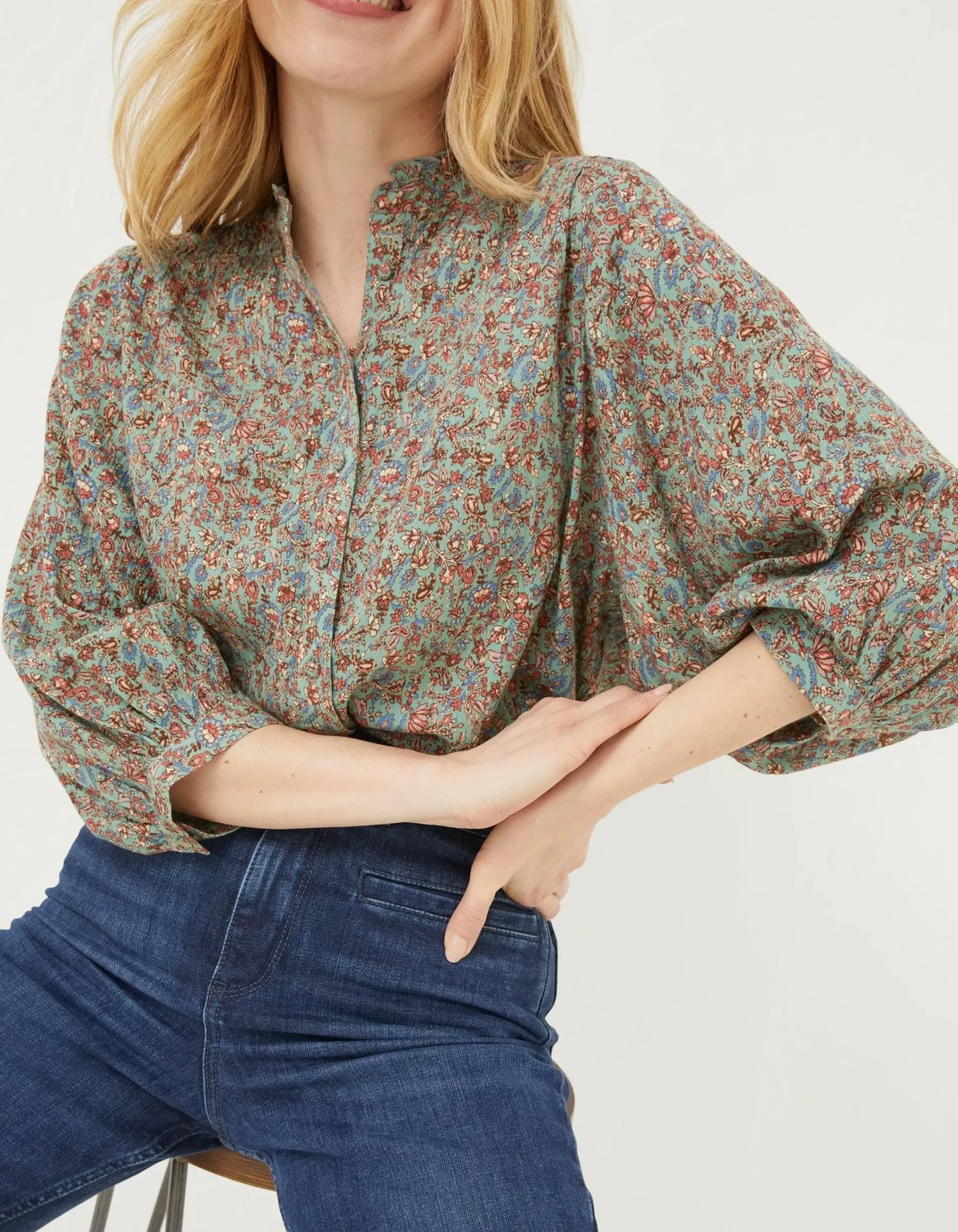 Women FatFace Shirts & Blouses|Evelyn Craft Floral Blouse