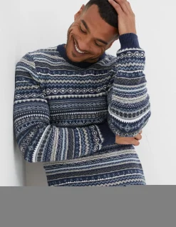 Men FatFace Knitwear|Fairisle Crew Jumper