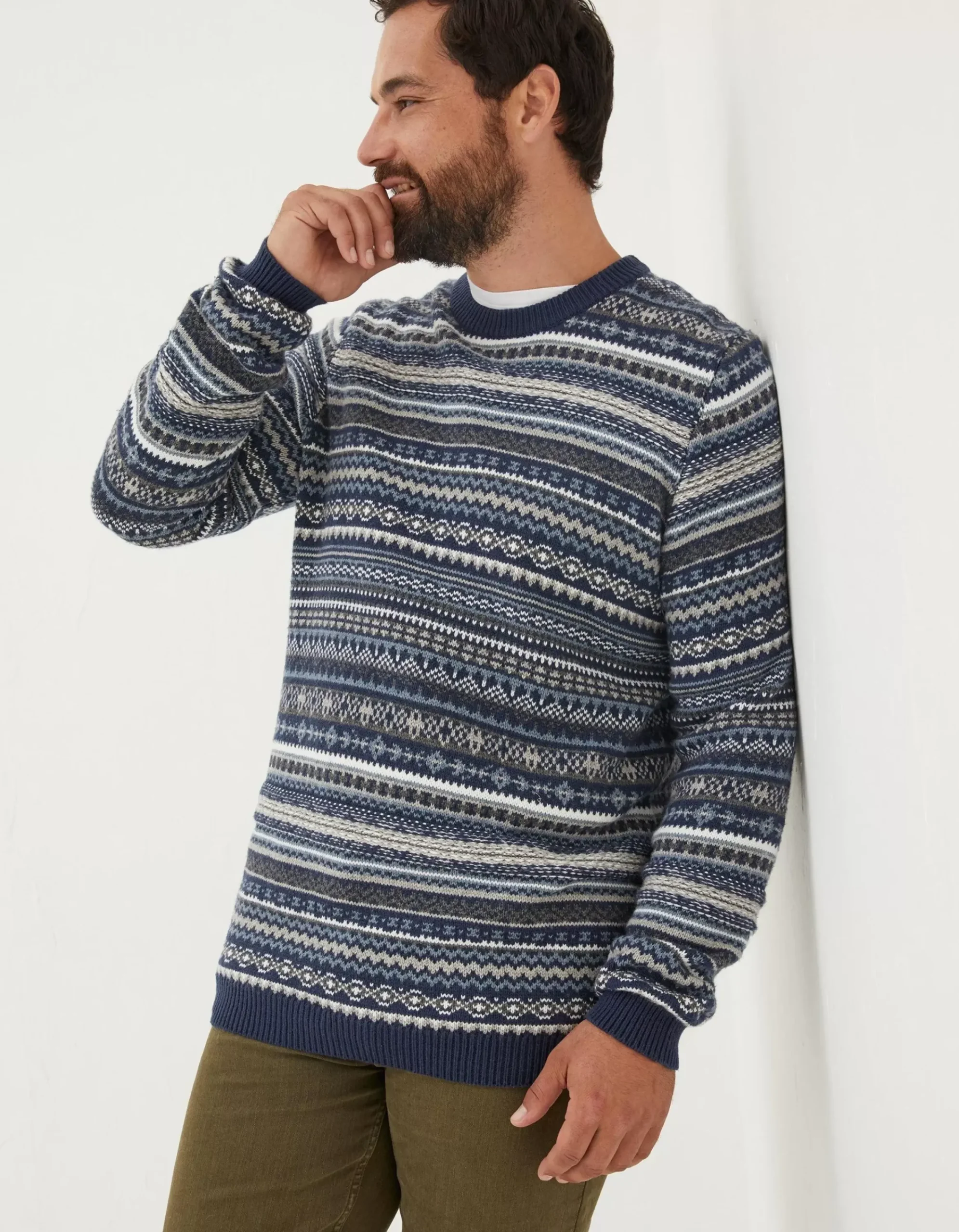 Men FatFace Knitwear|Fairisle Crew Jumper
