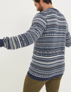 Men FatFace Knitwear|Fairisle Crew Jumper