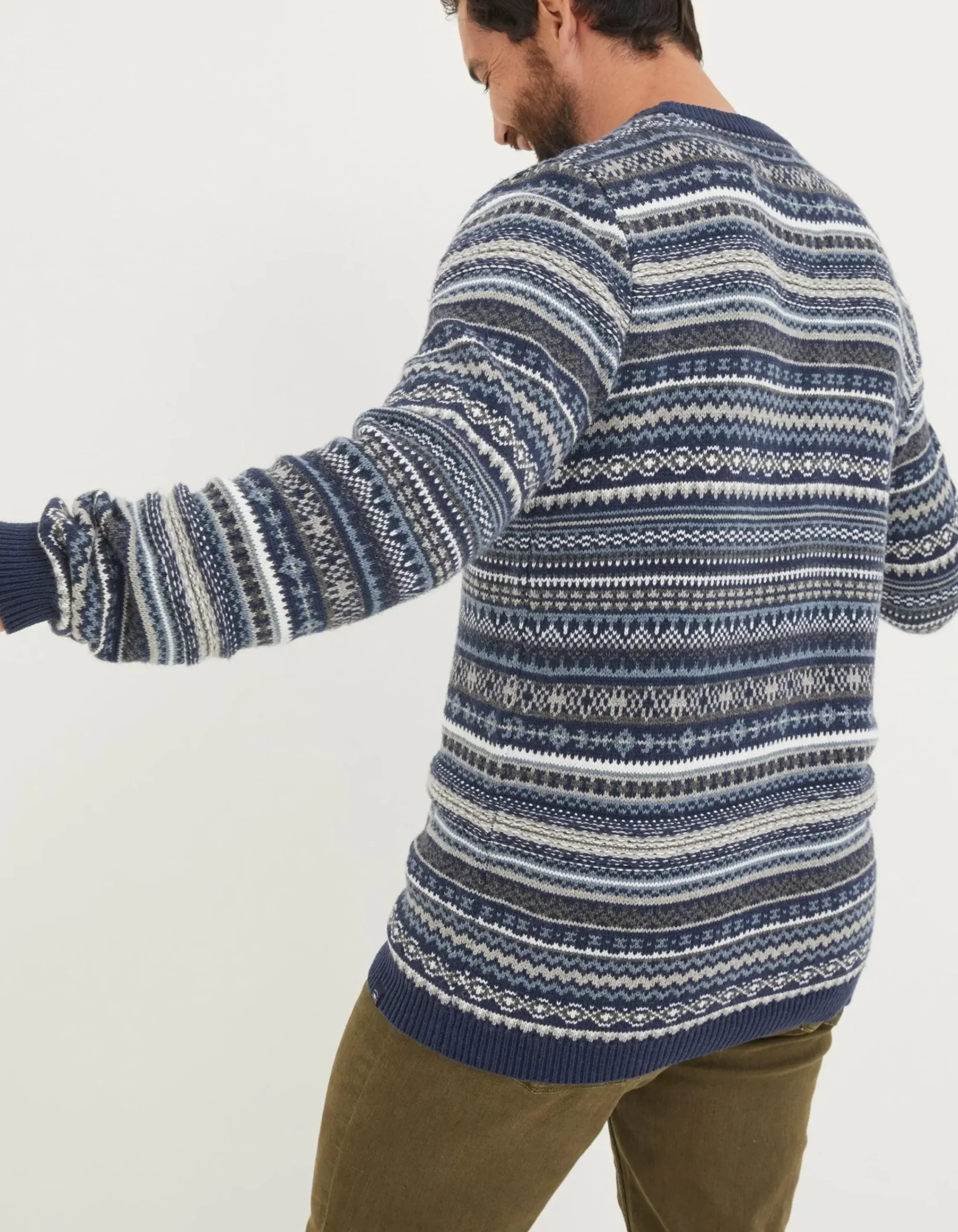 Men FatFace Knitwear|Fairisle Crew Jumper