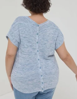 Women FatFace Knitwear|Faye Button Back Top