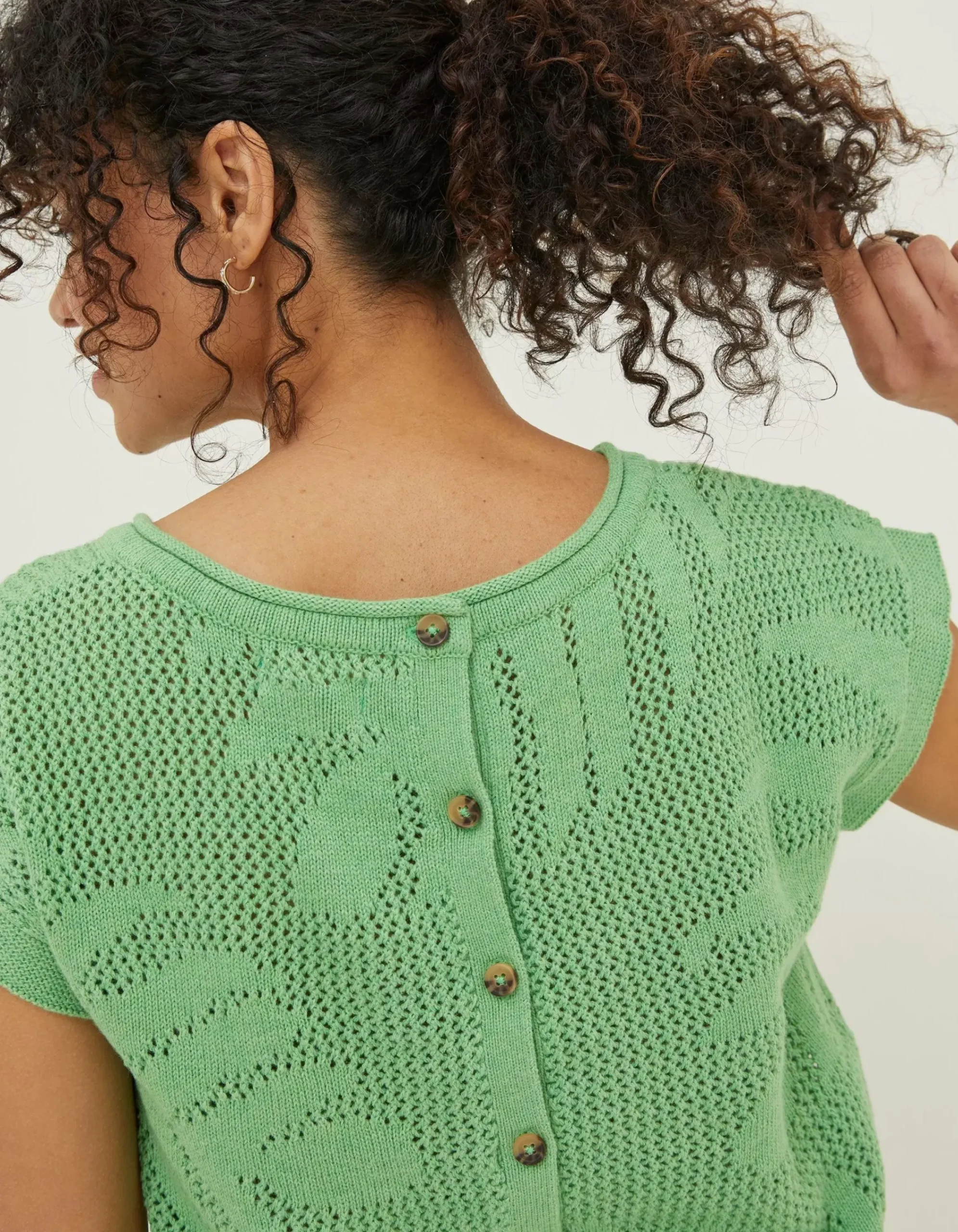 Women FatFace Knitwear|Faye Palm Button Back Top