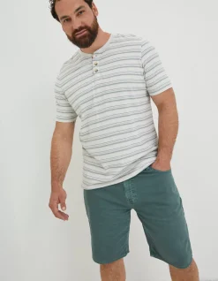Men FatFace T-Shirts|Fine Stripe Henley T-Shirt