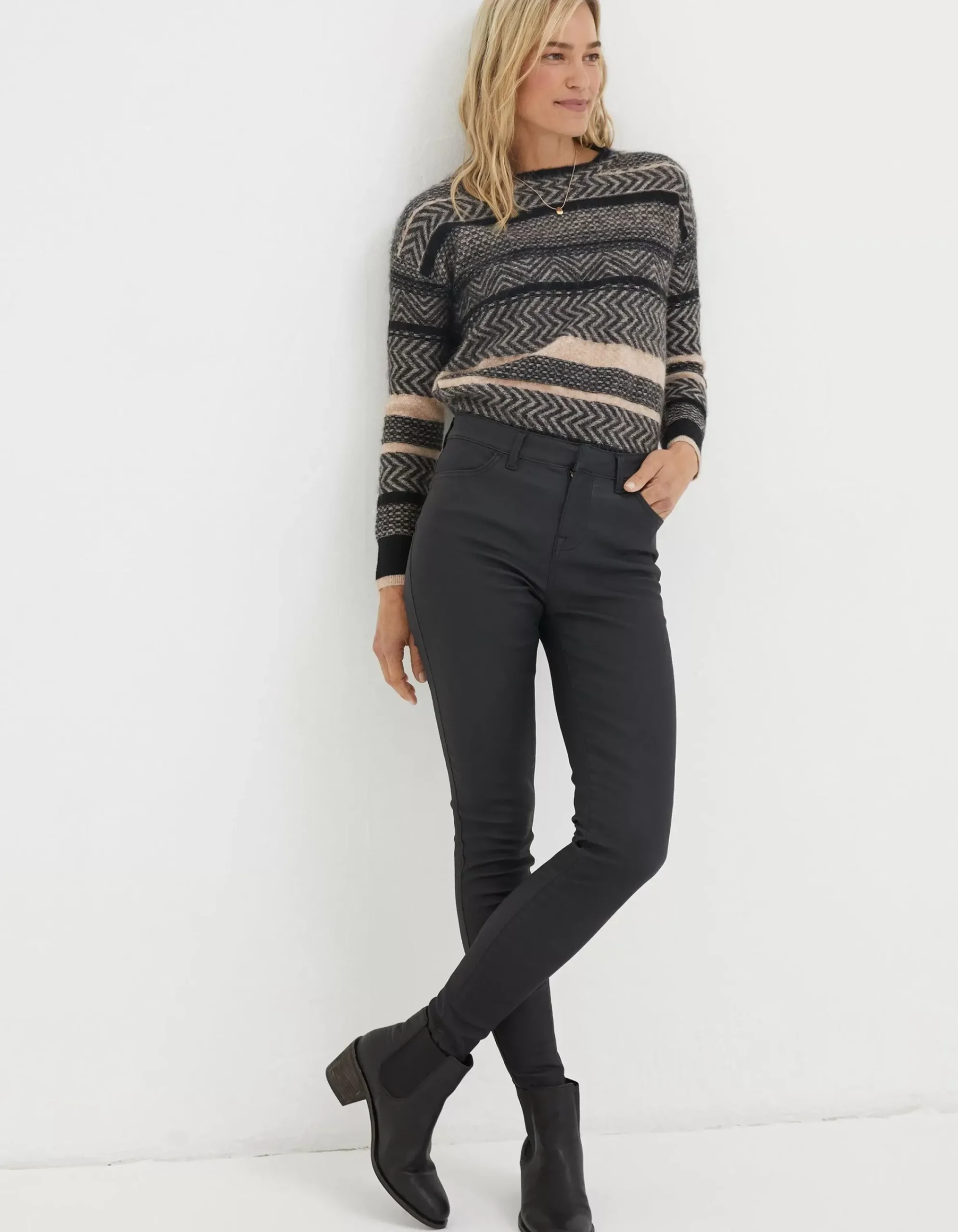 Women FatFace Trousers & Leggings|Five Pocket Coated Jegging