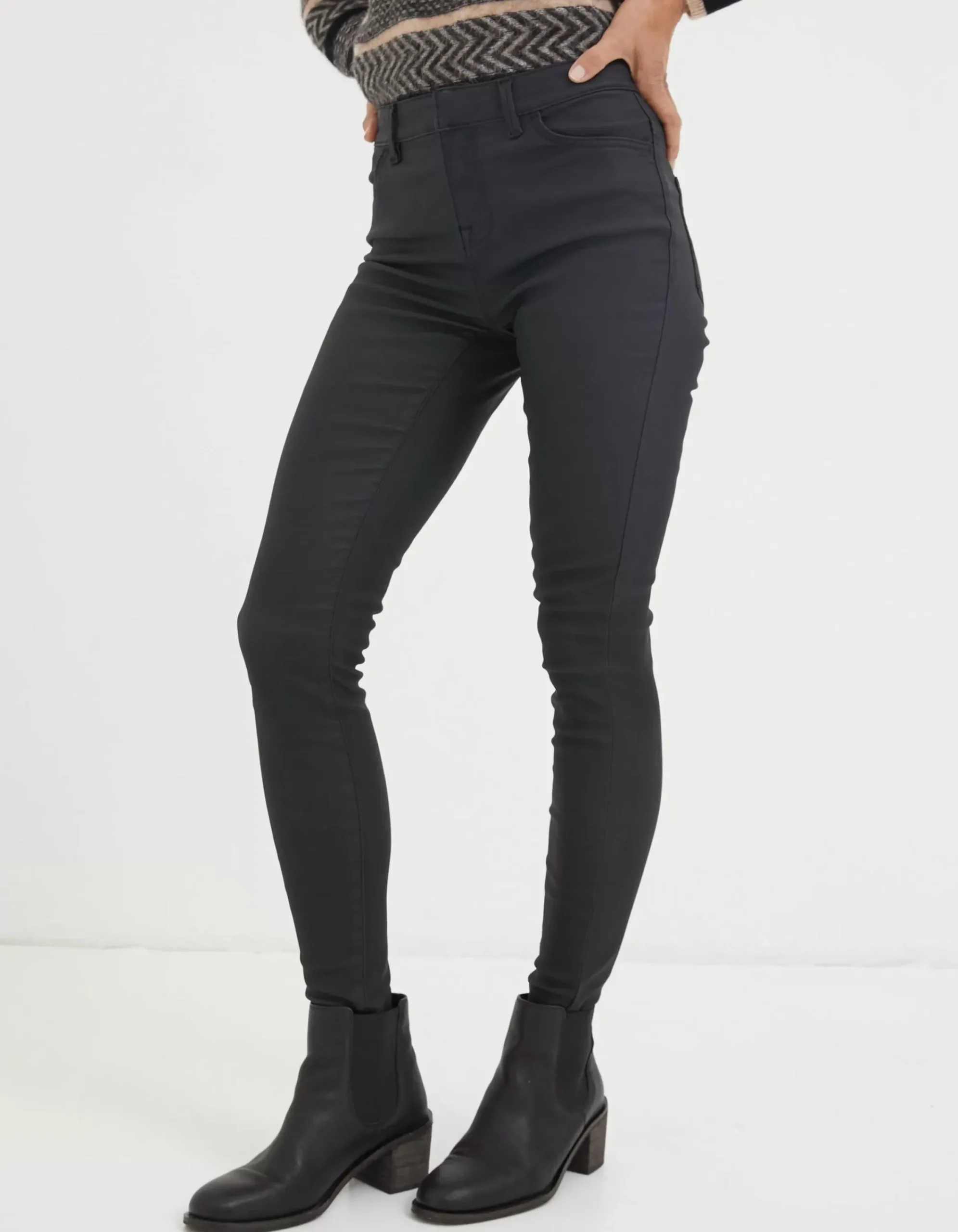 Women FatFace Trousers & Leggings|Five Pocket Coated Jegging