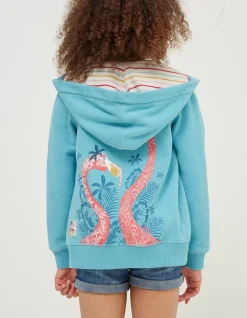 Girls FatFace View All|Flamingo Sweat Zip Through Hoodie
