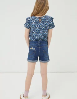 Girls FatFace View All|Floral Embroidered Denim Shorts