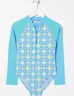 Girls FatFace View All|Floral Long Sleeve Swimsuit
