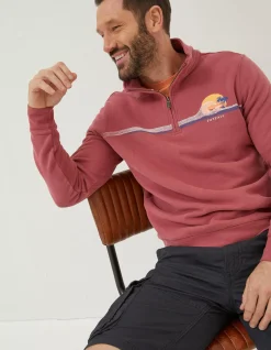 Men FatFace Sweatshirts & Hoodies|Fowey Print Zip Neck